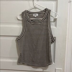 Kaileigh Black and Cream Striped Top